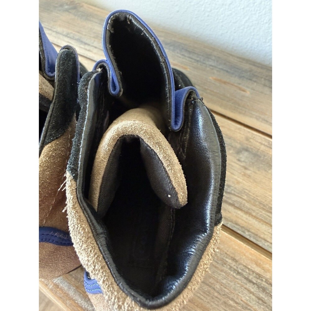 Coach Dreama Sneakers Suede Strap Wedges Size 6B Blue/Black/Tan - Picture 9 of 9